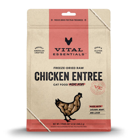 Vital Essentials Freeze-Dried Raw Chicken Entree Cat Food Mini Nibs 12oz - Poudre Pet and Feed Supply